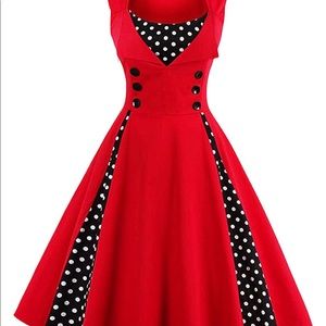 Killreal polka dot retro vintage style swing dress Size 5X. Red, black, …